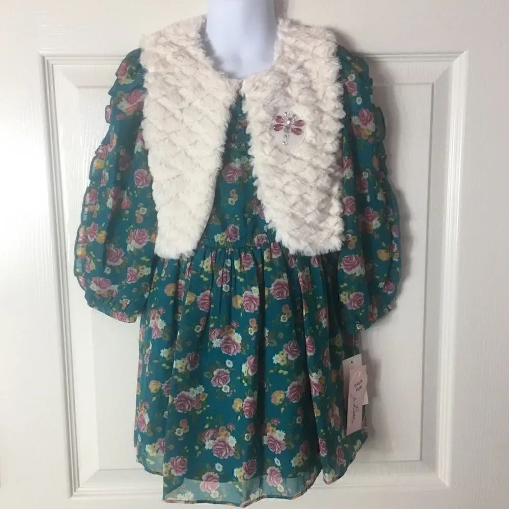 LITTLE LASS Dress And Vest Set Size 4